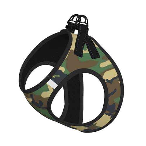 Verstellbares Geschirr für Katzen und Hunde, Militär-Camouflage-Druck, weich, atmungsaktiv, für Kätzchen, Welpen, Netzweste mit reflektierendem Design, ausbruchsichere Leine für kleine Haustiere, zum von LMNvbz