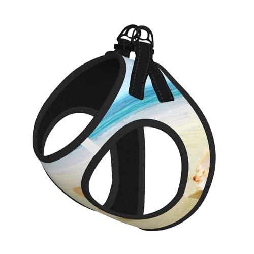 Verstellbares Geschirr für Katzen und Hunde, Seesternmuschel und Stranddruck, weich, atmungsaktiv, für Kätzchen, Welpen, Netzweste mit reflektierendem Design, ausbruchsichere Leine für kleine von LMNvbz