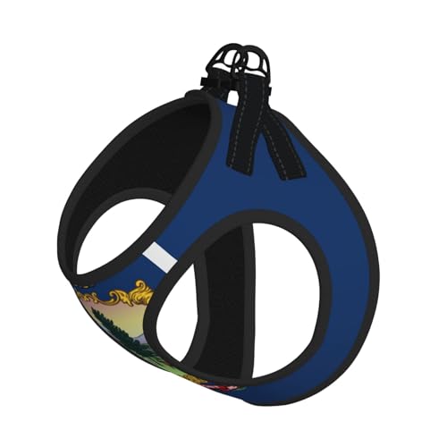 Verstellbares Geschirr für Katzen und Hunde, Vermont State Flagge, weich, atmungsaktiv, Kätzchen-Welpen-Netzweste mit reflektierendem Design, ausbruchsichere Leine für kleine Haustiere von LMNvbz