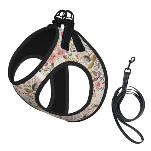 Verstellbares Geschirr mit Blumenblatt-Druck, für Katzen und Hunde, weich, atmungsaktiv, Kätzchen-Welpen-Netzweste mit reflektierendem Design, ausbruchsichere Leine für kleine Haustiere Verstellbares Geschirr mit Blumenblatt-Druck, für Katzen und Hunde, weich, atmungsaktiv, Kätzchen-Welpen-Netzweste mit reflektierendem Design, ausbruchsichere Leine für kleine Haustiere von LMNvbz