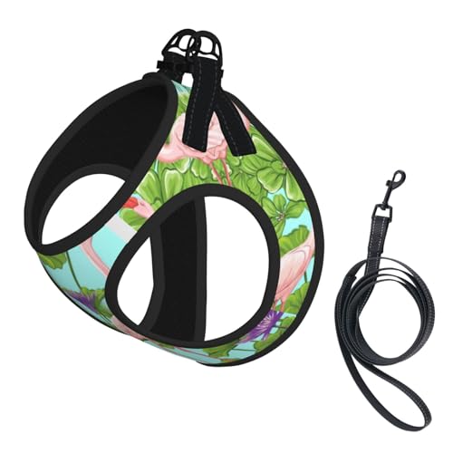 Verstellbares Geschirr mit Flamingo-Motiv für Katzen und Hunde, weich, atmungsaktiv, Kätzchen-Welpen-Netzweste mit reflektierendem Design, ausbruchsichere Leine für kleine Haustiere Verstellbares Geschirr mit Flamingo-Motiv für Katzen und Hunde, weich, atmungsaktiv, Kätzchen-Welpen-Netzweste mit reflektierendem Design, ausbruchsichere Leine für kleine Haustiere von LMNvbz