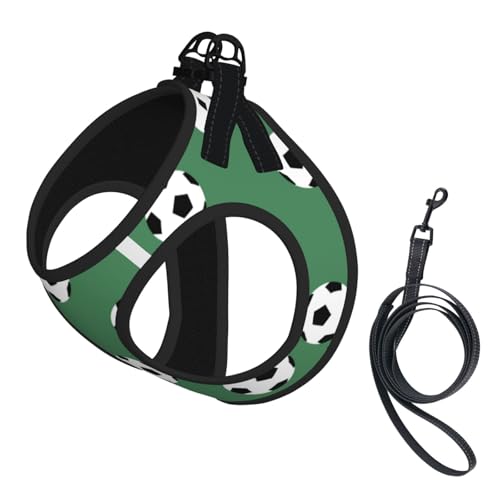 Verstellbares Geschirr mit Fußball-Druck, für Katzen und Hunde, weich, atmungsaktiv, Kätzchen-Welpen-Netzweste mit reflektierendem Design, ausbruchsichere Leine für kleine Haustiere Verstellbares Geschirr mit Fußball-Druck, für Katzen und Hunde, weich, atmungsaktiv, Kätzchen-Welpen-Netzweste mit reflektierendem Design, ausbruchsichere Leine für kleine Haustiere von LMNvbz