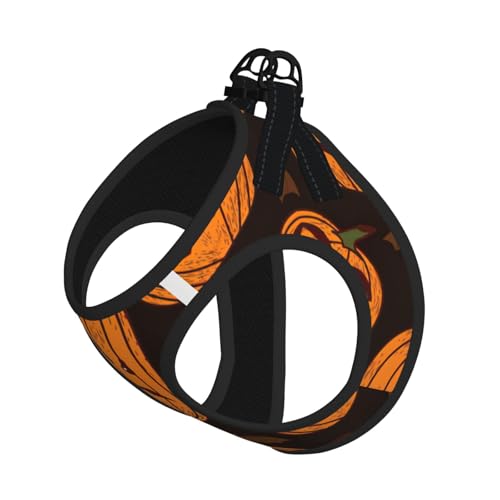 Verstellbares Geschirr mit Halloween-Kürbis-Druck, für Katzen und Hunde, weich, atmungsaktiv, Kätzchen-Welpen-Netzweste mit reflektierendem Design, ausbruchsichere Leine für kleine Haustiere von LMNvbz