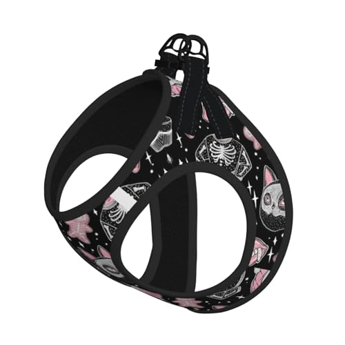 Verstellbares Geschirr mit Halloween-Kürbis-Katzen-Druck, für Katzen und Hunde, weich, atmungsaktiv, Kätzchen-Welpen-Netzweste mit reflektierendem Design, ausbruchsichere Leine für kleine Haustiere Verstellbares Geschirr mit Halloween-Kürbis-Katzen-Druck, für Katzen und Hunde, weich, atmungsaktiv, Kätzchen-Welpen-Netzweste mit reflektierendem Design, ausbruchsichere Leine für kleine Haustiere von LMNvbz