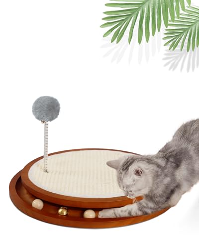 Cat Scratcher, Cat Cratch Sisal Pad mit Holz Roller Ball Spielzeug, Katzenkratzer Interaktives Spielzeug für Indoor Katzen, Befriedigt Kätzchen Kratzen, Jagen und Jagd Cat Scratcher, Cat Cratch Sisal Pad mit Holz Roller Ball Spielzeug, Katzenkratzer Interaktives Spielzeug für Indoor Katzen, Befriedigt Kätzchen Kratzen, Jagen und Jagd von LMUGOOS