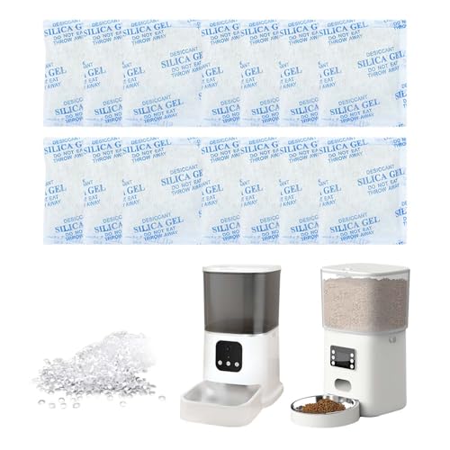 LNGJIN 25g x 25 Stück Silica Gel Trockenmittel Packung, Trocknungsmittel für Futterautomaten Katze, Silicabeutel, Trockenmittelbeutel, Trockenmittel Ersatz für 5L Futterautomaten von LNGJIN