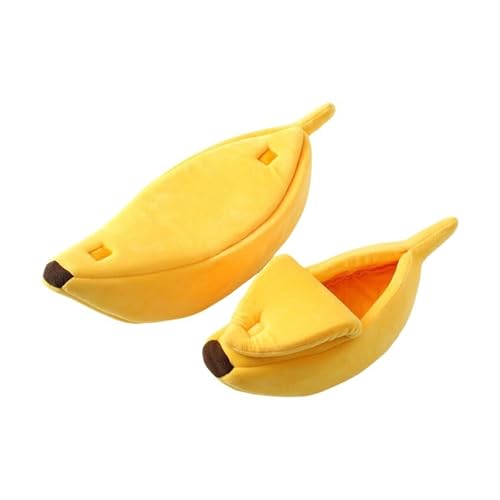 Bananen-förmiges Haustierbett, Plüsch-Katzen-Schlafnest mit abnehmbarem Bezug für kleine Hunde und Katzen, Rosa, Größe L 65 x 24,9 x 17,8 cm, Gelb, XL Bananen-förmiges Haustierbett, Plüsch-Katzen-Schlafnest mit abnehmbarem Bezug für kleine Hunde und Katzen, Rosa, Größe L 65 x 24,9 x 17,8 cm, Gelb, XL von LNHAS