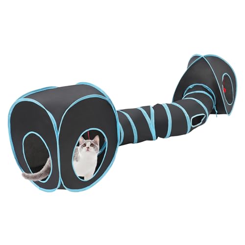Katzentunnel mit 2 Zelten 2m Länge Faltbar mit Spielbällen für Katzen und Kleintiere Schwarz+Blau Katzentunnel mit 2 Zelten 2m Länge Faltbar mit Spielbällen für Katzen und Kleintiere Schwarz+Blau von LNINNERY