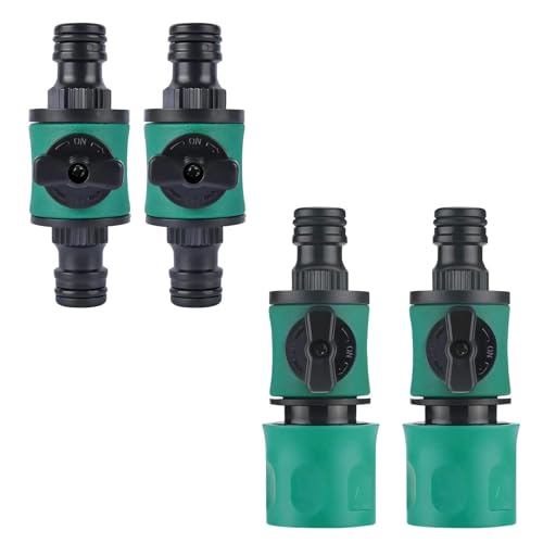 LNSYSNS 4 Stück Gartenschlauch Absperrhahn, 16mm Schlauch Ventil mit Ventil, Gartenschlauch Regulierventil für 1/2 Zoll Wasserleitung, für Garten, Terrasse von LNSYSNS