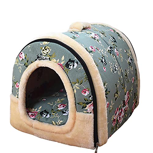 LNXYQ Katzenbett für Hunde und weiche und heiße Matratze für Hundezelt-Blaue Blume_M 45X35X35cm von LNXYQ