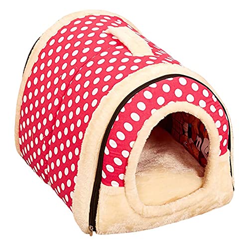 LNXYQ Katzenbett für Hunde und weiche und heiße Matratze für Hundezelt-pink dot_L 60X45X45cm von LNXYQ