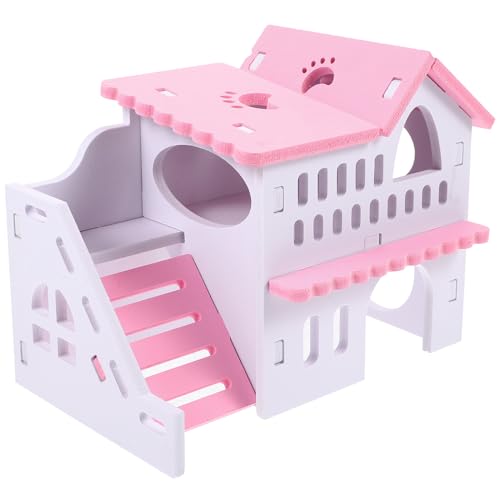 LOGOFUN Hamsterhaus Meerschweinchenversteck Doppelschichtiges Hamsterversteck Kleintiervilla Haus für Kleintierkäfig Zubehör - Rosa Weiß LOGOFUN Hamsterhaus Meerschweinchenversteck Doppelschichtiges Hamsterversteck Kleintiervilla Haus für Kleintierkäfig Zubehör - Rosa Weiß von LOGOFUN