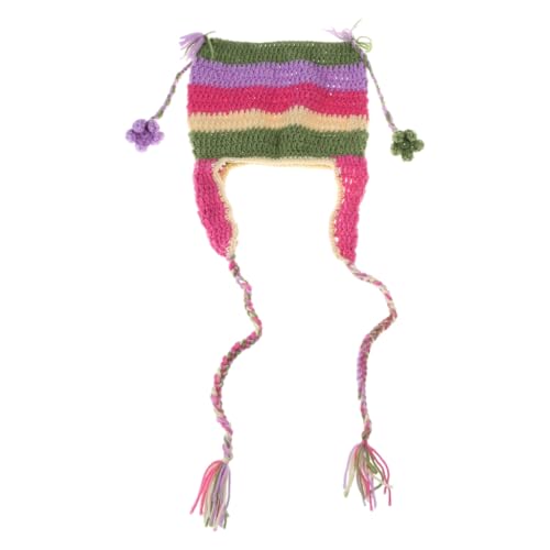 Häkelstreifenmuster Katzenohrhut mit Dangle Pompoms Winter gestrickt Häkelstreifenmuster Katzenohrhut mit Dangle Pompoms Winter gestrickt von LOKAXXZU