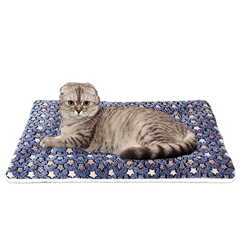 LOKAXXZU Haustierdecke Premium Flauschige Flanellkissen weiche und warme Matte für Hunde Katzen kleine tierblaue Sterne von LOKAXXZU