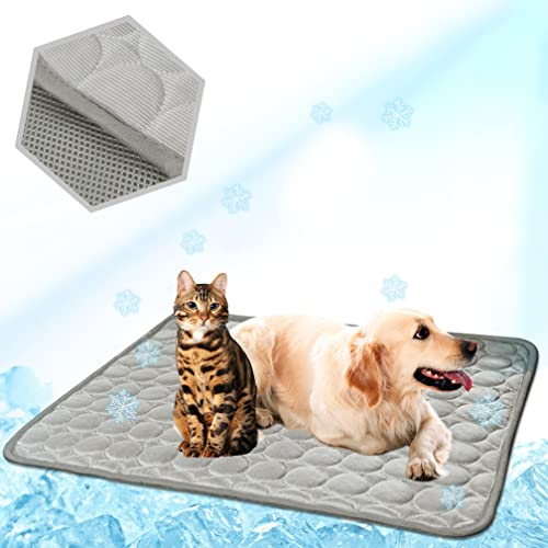 LOKAXXZU Waschbare Hundekühlungsmatte Ice Seide Kühlmatte für Hunde Haustier selbstkühlung Pad Decke Hundekühlung für Innen- und Außenautossitze (grau, 40x28 Zoll) von LOKAXXZU