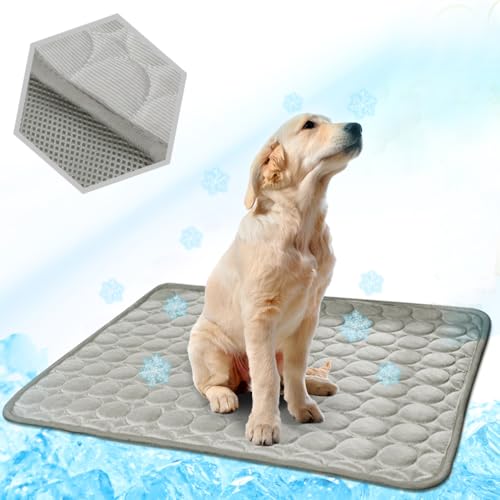 LOKAXXZU Waschbare Hundekühlungsmatte Ice Seide Kühlmatte für Hunde Haustier selbstkühlungspads Decke Hundekühlkissen für Innen- und Außen -Autositze (grau, 28x22 Zoll) von LOKAXXZU