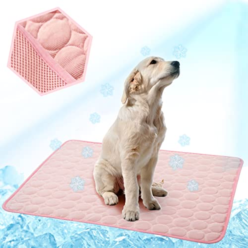 LOKAXXZU Waschbarhundkühlungsmatte Ice Seide Haustier Selbstkühlungspaddecke (28x22 in, rosa) von LOKAXXZU