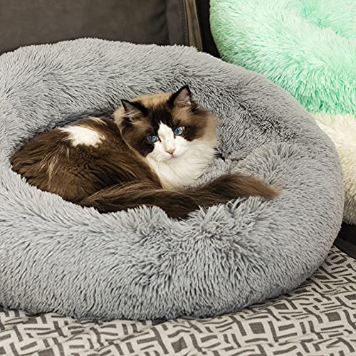 Raimaiso Anti -Angst runde flauschige Plüsch -Kunstfell warmes Waschhundbett & Katzenbett, Originalbett für kleine mittelgroße Haustiere, zur Linderung von Gelenken und Verbesserung des Schlafes von LOKAXXZU