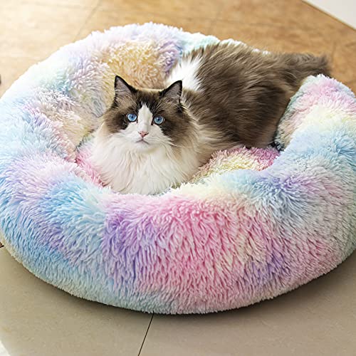 Raimaiso Anti -Angst runde flauschige Plüsch -Kunstfell warmes Waschhundbett und Katzenbett, originales Bett für kleine mittelgroße Haustiere, zur Linderung von Gelenken und Verbesserung des Schlafes von LOKAXXZU