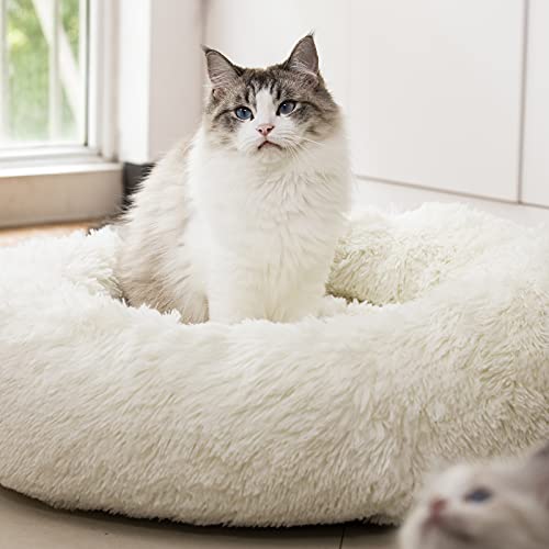 Raimaiso Anti -Angst runde flauschige Plüsch -Kunstfell warmes waschbares Hundebett und Katzenbett, originales Bett für kleine mittelgroße Haustiere, zur Linderung von Gelenken und Verbesserung des von LOKAXXZU