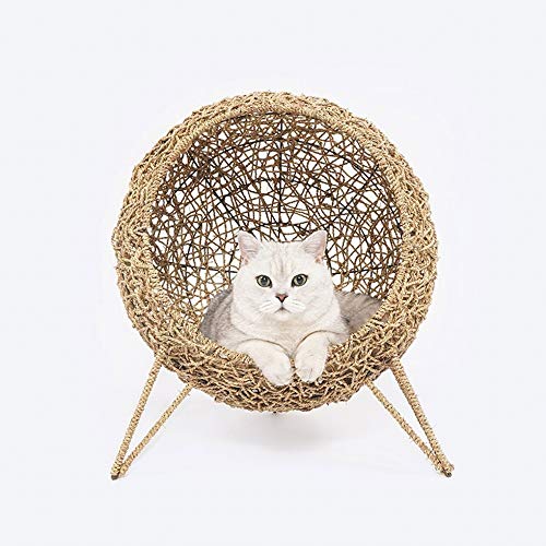 Rattan Weaving Cat House, Winter warmes Wat Villa Vier Jahreszeiten Universal Cat Supplies-Rattan Hanging Basket, A, One Size von LOKAXXZU