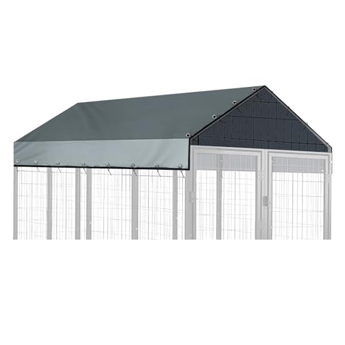 Abdeckung für Hundehütten, 3 x 3 m (nur Abdeckung), robuste Dachabdeckung für Hundehütten, 420D Oxford, wasserdichte Ersatzplane, UV- und Regenschutz mit verstärkten Ösen und Kordeln, Grau von LOKISBEAURY