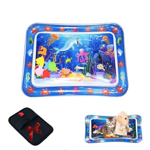 Verdickte Wassersensor-Spielmatte, 2025 Upgrade-Wassersensor-Spielmatte mit Fischen for Spielen mit Haustieren, interaktive Wassersensor-Spielmatte, coole, bequeme, aufblasbare Wassermatte for Spielen von LOKORI