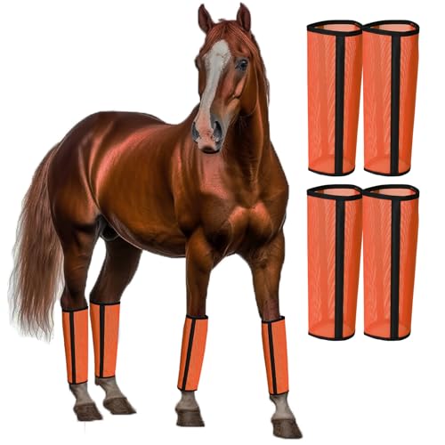 LOLEDE Fliegenstiefel für Pferde, 4 Stück, atmungsaktiv, Textilene-Netz, Fliegenstiefel mit stabiler Unterstützung & UV-Schutz, bequeme Pferdestiefel, reduziert Stomping, Ermüdung der Beine und von LOLEDE