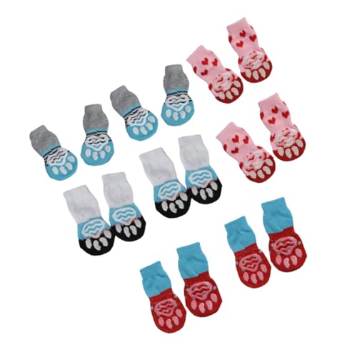 LOLIPPYY 16 Stück Teiliges rutschfeste Haustier Socken aus Baumwolle Warme Winter Schutzsocken für Kleine Hunde und Katzen Elastisch Schmutzabweisend und Kältebeständig für Outdoor und von LOLIPPYY