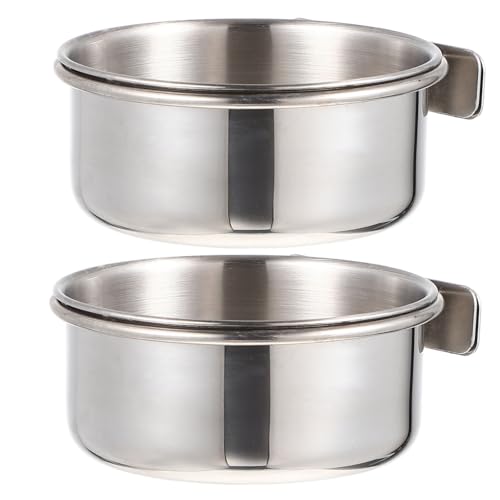LOLIPPYY 2 Sätze Edelstahl Vogel Futter und Wasserschale für Wellensittiche Papageien Kanarienvögel und Kleine Haustiere Robust Hängend Geeignet für Käfigzubehör von LOLIPPYY