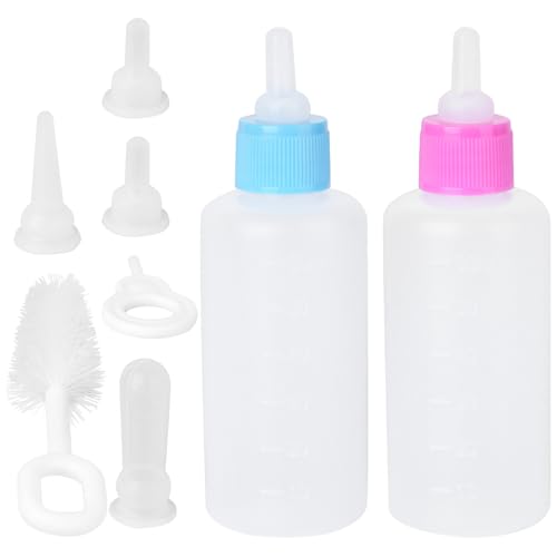 LOLIPPYY 2 Sätze Katzen nachfüllflasche Haustier Nursing fläschchen Kit für Welpen und Katzenbabys Auslaufsichere Fütterungsflaschen mit Zubehör Blau Leicht und Tragbar von LOLIPPYY