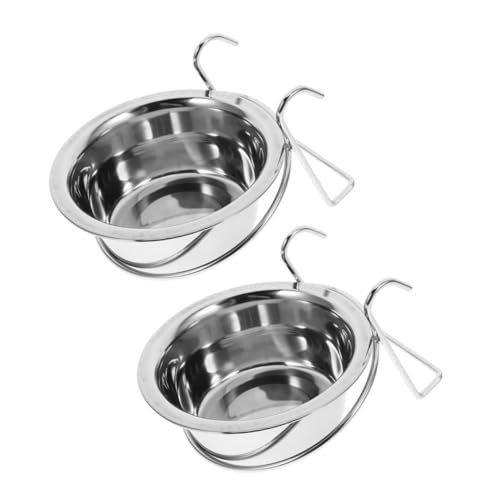 LOLIPPYY 2 Stück Edelstahl Hängender Hund Napf mit Auslaufschutz Platzsparend Robust für Katzen und Kleine Hunde Futter und Wassernapf für Hunde Käfigzubehör von LOLIPPYY