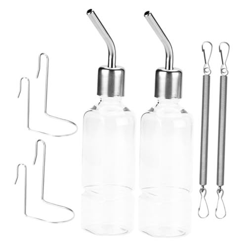 LOLIPPYY 2 Stück Hängende Trinkflasche für Kaninchen und Hamster Auslaufsicher mit Edelstahl Ventil Tropffreier Wasserspender für Kleintiere Wie Meerschweinchen und Chinchillas Einfache von LOLIPPYY