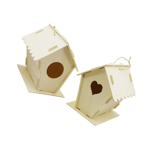 LOLIPPYY 2 Stück Holz Vogelhaus Nistkasten zum Hängen Wetterfestes DIY Vogelhaus aus Naturholz Garten und Balkon Dekoration Handgefertigte Vogelhäuschen für Singvögel und Heimtiere von LOLIPPYY