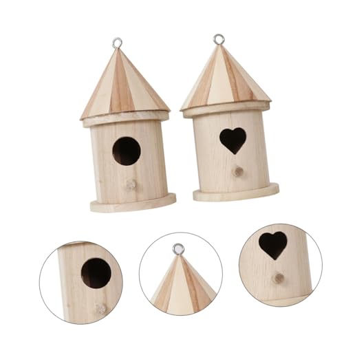 LOLIPPYY 2 Stück Holz Vogelhaus zum Bemalen Kreatives DIY Vogel Nest Dekor mit Herz und Rundtür Leichte Garten und Innenraumdekoration Praktisches Nistplatz für Gartenvögel als von LOLIPPYY