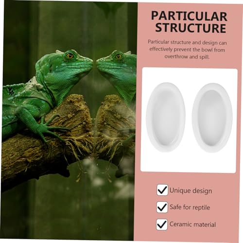 LOLIPPYY 2 Stück Keramik Futter Wassernapf für Reptilien Ovaler Schildkröten Wassernapf mit Rutschfester Anti Flucht Funktion Hitzebeständig für Bartagamen Echsen und Terrarien von LOLIPPYY
