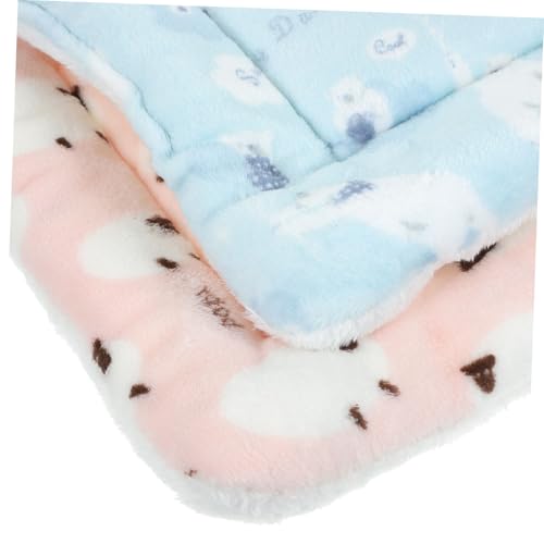 LOLIPPYY 2 Stück Kleine Haustierbettmatten aus Plüsch Dicke Warme Schlafunterlage für Kleintiere Waschbare Abnehmbare Bezüge Geeignet für Winter Süße Tiermuster für Käfig und Innenbereich von LOLIPPYY