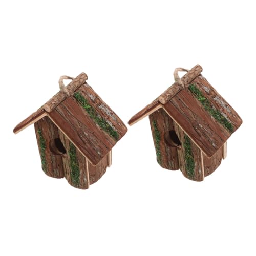 LOLIPPYY 2 Stück Natürliches Holz Vogelhaus zum Aufhängen Baumrinden Vogelhaus für Garten Wetterbeständig Rustikaler Landhausstil für Balkon und Outdoor-dekor von LOLIPPYY