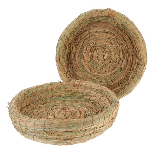 LOLIPPYY 2 Stück Natürliches Kleintier Nest aus Stroh Handgewebt Sicherer Schlafplatz für Hamster Chinchilla Rennmaus und Kaninchen Gemütliche Pinkelmatte für Haustiere Warmes und von LOLIPPYY