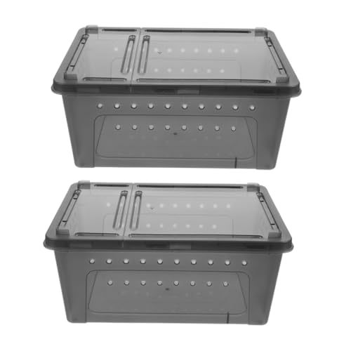 LOLIPPYY 2 Stück Reptilien Aufzuchtbox Transparent mit Ausbruch Design Tragbare Kunststoff Terrarien für Spinnen Skorpione Eidechsen Kleine Haustiere Beobachtungsgehäuse für Züchter von LOLIPPYY