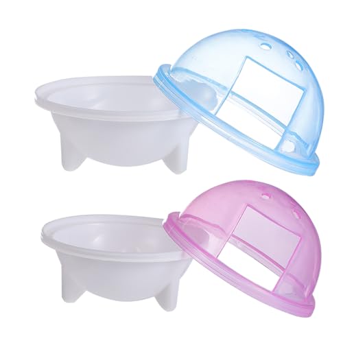 LOLIPPYY 2 Stück Teiliges Hamster Badezimmer aus Langlebigem Kunststoff Transparente Kleine Badewanne und Toilette mit Rutschfestem Boden Geeignet für Hamsterkäfig und Kleines von LOLIPPYY