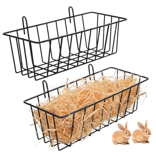 LOLIPPYY 2 Stück Teiliges Kaninchen Heuraufen aus Robustem Metall und Platzsparend als Futterhalter für Kaninchen Meerschweinchen und Kleintiere zur Sauberen Heufütterung im Käfig von LOLIPPYY