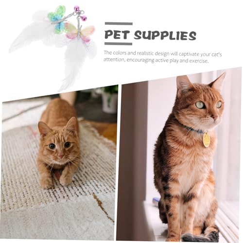 LOLIPPYY 2 Stück Teiliges Katzenspielzeug Ersatzset mit Künstlichen Schmetterlingsfedern Interaktiver Katzen Teaser für Innenbereich Einfach Austauschbar Sicheres Material für Katzenalter von LOLIPPYY
