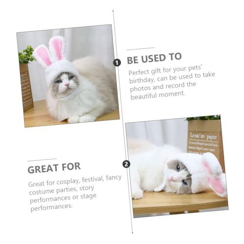 LOLIPPYY 2 Stück Waschbare Katzenmütze Niedlichen Hasenohren Hautfreundliches Cashmere Verschleißfest Atmungsaktiv für Katzen und Kleine Hunde für Cosplay Indoor Outdoor aktivitäten von LOLIPPYY