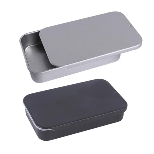 LOLIPPYY 2 Stück Wetterbeständiger Edelstahl Vogelfutterbehälter mit Schiebedeckel Kompakte Outdoor Futterbox für Wildvögel in Schwarz und Silber Leicht Tragbar und Langlebig für von LOLIPPYY