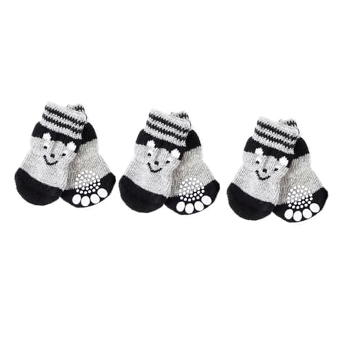 LOLIPPYY 3 Paare Hundesocken rutschfest mit Baumwollmaterial Pfotenschutz für Kleine Hunde Indoor Schutz gegen Kälte und Schmutz Niedliches Design von LOLIPPYY