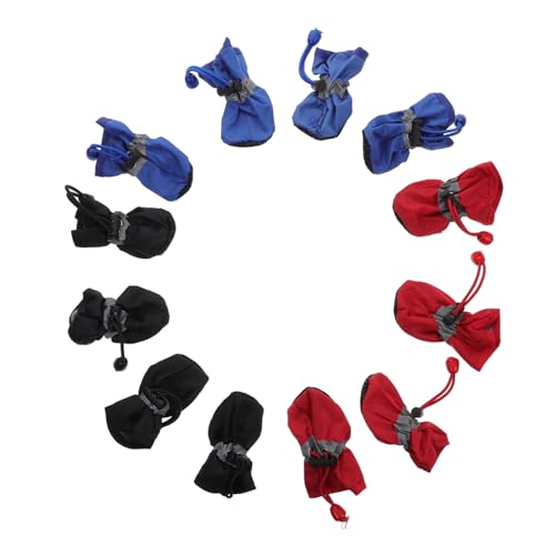 LOLIPPYY 3 Sätze wasserdichte Hunderegenstiefel aus Nylon mit Rutschfester Sohle Dickes Material Schützend und Warm Geeignet für Kleine bis Mittlere Hunde bei Regen von LOLIPPYY
