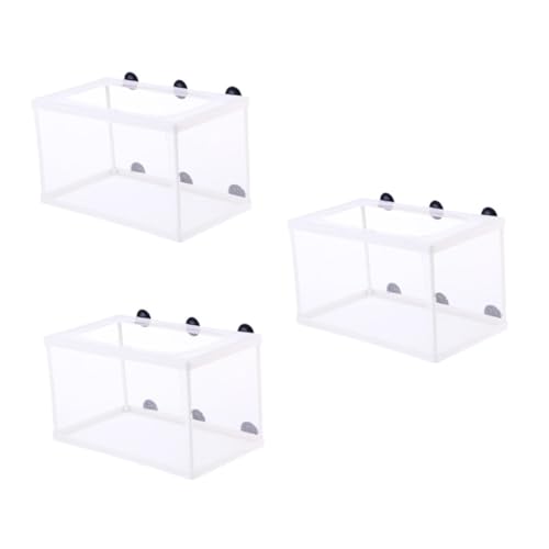 LOLIPPYY 3 Stück Großes Fischzucht Netz mit Saugnapf für Aquarium Langlebiges Aufzuchtbecken mit Feinem Netz zur Fischseparation Einfach zu Montierender Inkubator für Höhere Überlebensrate von LOLIPPYY
