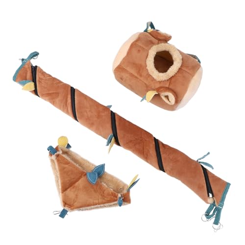 LOLIPPYY 3 Stück Teiliges Hamsterspielzeug mit Natürlichem Stil Hamsterschaukel und Hängematte Fördert Bewegung Balance und Kletterspaß für Kleine Zwerghamster und Kleintiere von LOLIPPYY