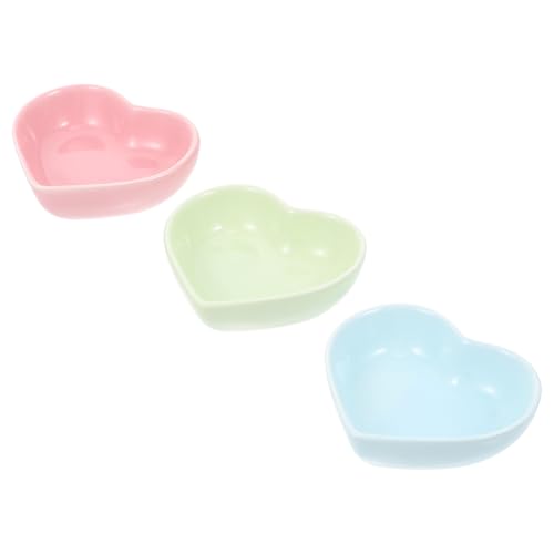 LOLIPPYY 3 Stück Teiliges Keramik Herzform futternapf Hamster und Kleintiere Langlebig Bruchsicher Leicht zu Reinigen Geeignet für Gesundes Haustier Futter Niedliches Design in Grün Blau von LOLIPPYY